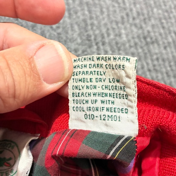 Lacoste IZOD Mens Bomber Jacket XL Red Full Zip Plaid Lined Long Sleeve Vintage - Picture 12 of 15
